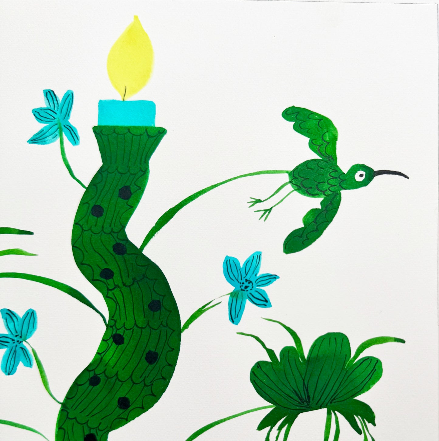 Green twisty candle.