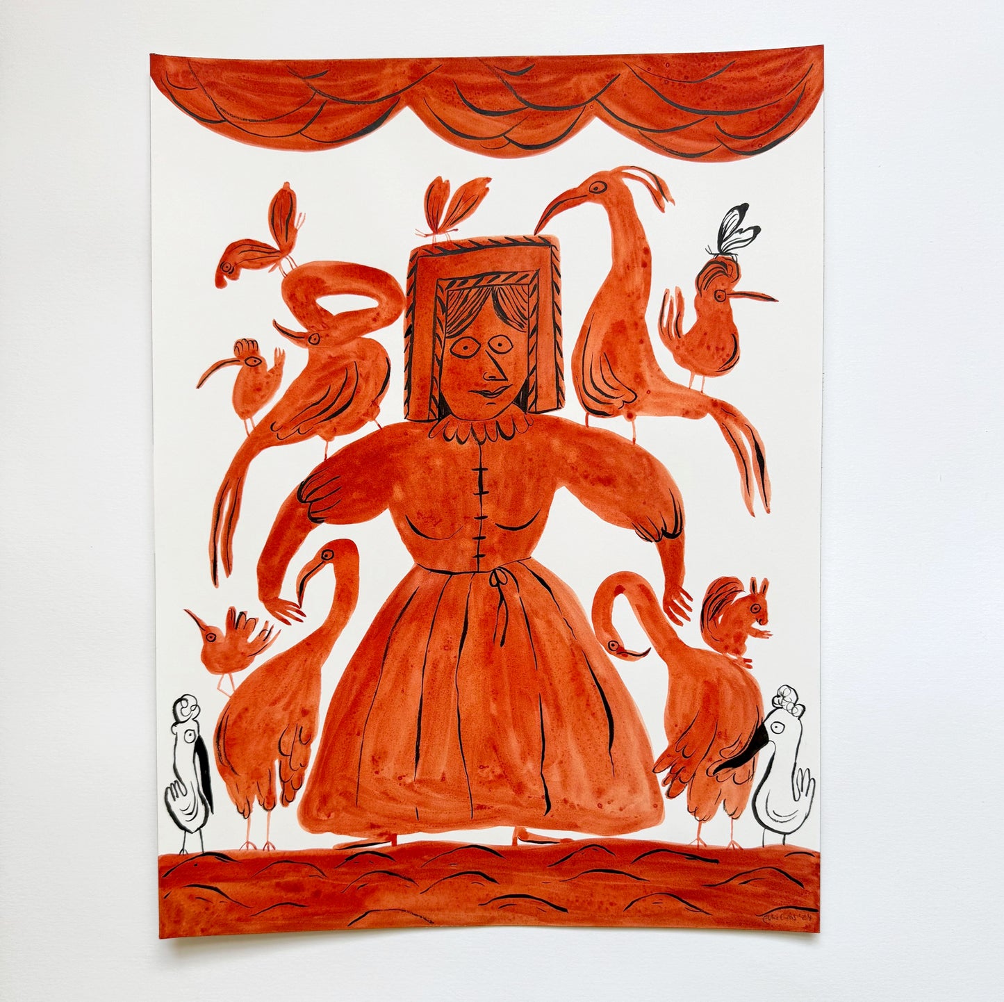 Tudor woman with birds