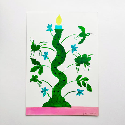 Green twisty candle.