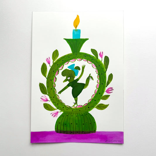 Olive Green Candelabra (small).